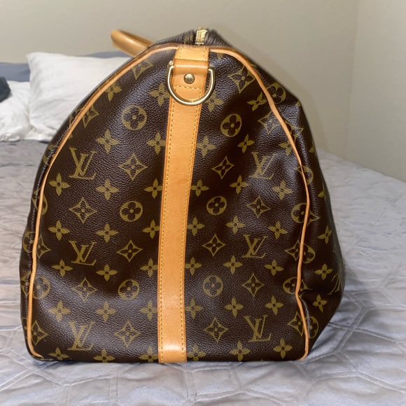 Authentic Vintage Louis Vuitton Keepall 55” Vachetta Leather Monogram Duffle Bag - Picture 5 of 8